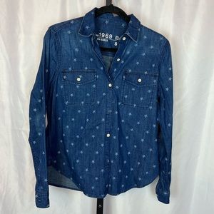 Gap Boy Shirt Style Button Down Top Star Print, size Small